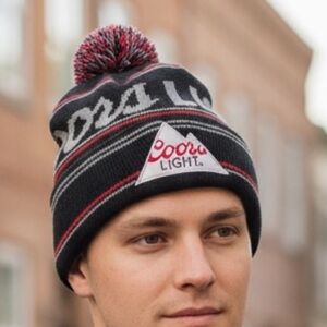 Black and Gray Pom Beanie